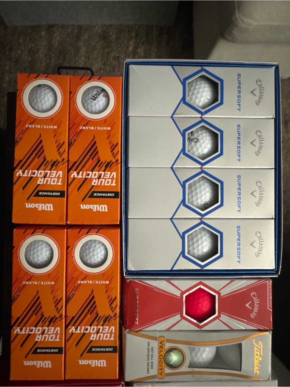 NEW Golf Ball Lot Callaway Supersoft Wilson Tour
Velocity Titleist